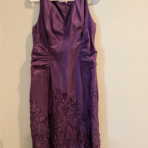 Adrianna Papell Purple Ruched Midi Dress - Picture 1 of 3